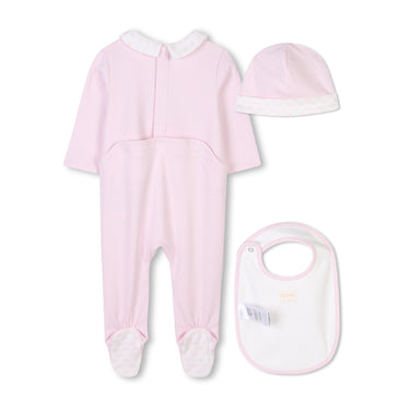 MICHAEL KORS mameluco en set con gorro y babero para bebe para niña rosa